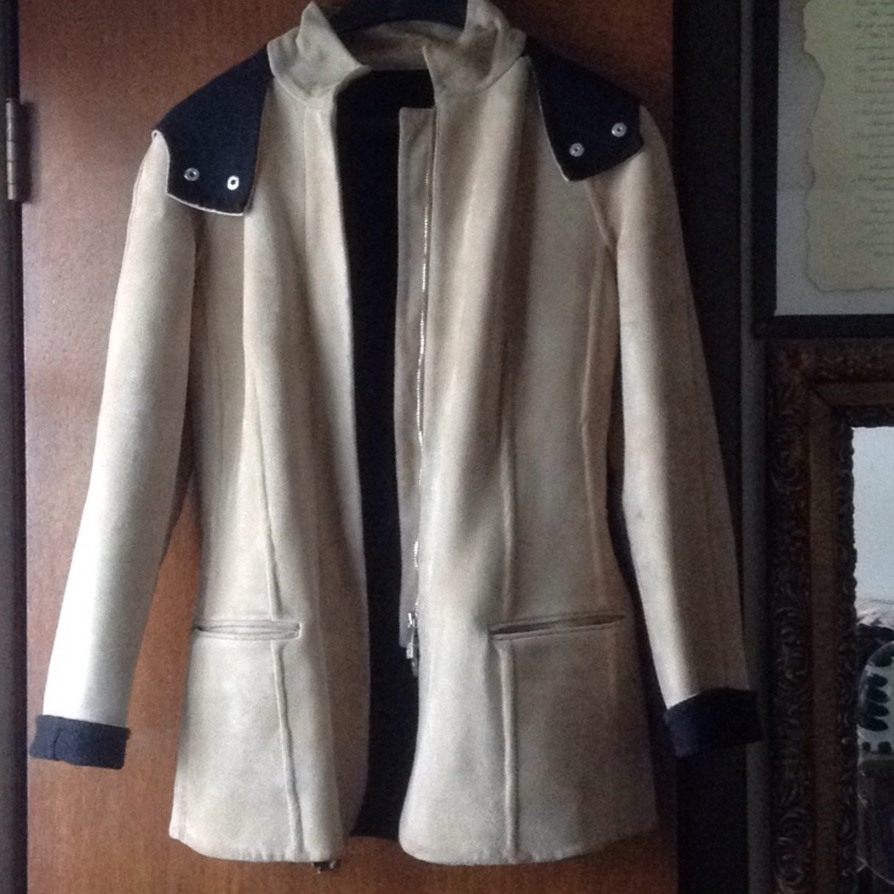 Donna Karan hoodie-zip front suede Jacket